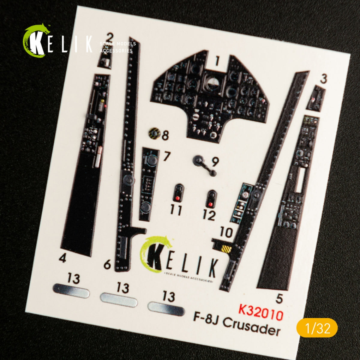 KELIK K32010 F-8J CRUSADER - Décalcomanies 3D intérieures pour maquette Trumpeter au 1/32 – image 6