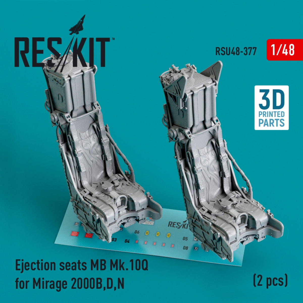 RESKIT RSU48-0377 Sièges éjectables MB Mk.10Q pour Mirage 2000B, D, N (2 pièces) (Impression 3D) 1/48