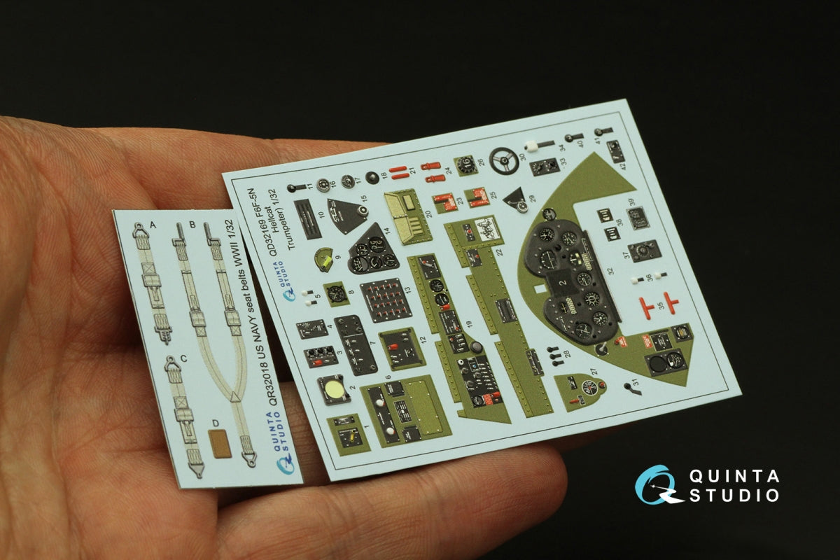 Intérieur imprimé en 3D et coloré sur papier décalcomanie Quinta Studio QD32169 F6F-5N Hellcat (Trumpeter) 1/32 – image 5