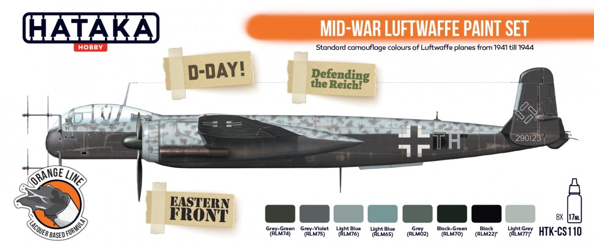 Hataka Hobby HTK-CS110 Ensemble de peinture Luftwaffe de mi-guerre (8x17 ml)