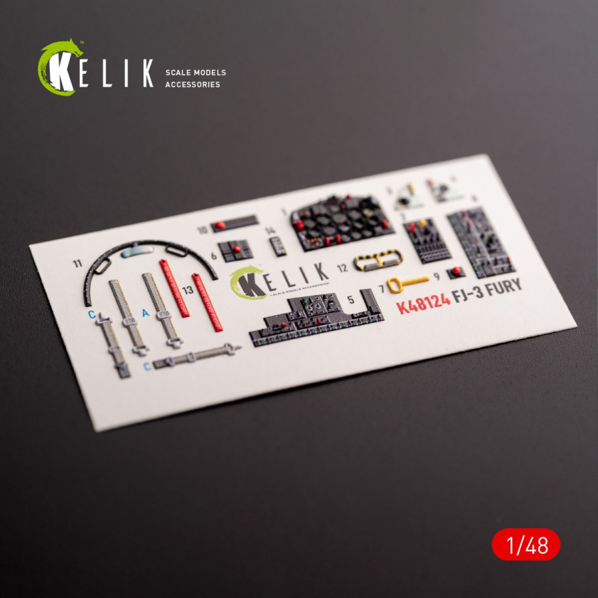 KELIK K48124 FJ-3 - interior 3D decals for Zimi Model/KittyHawk kit 1/48