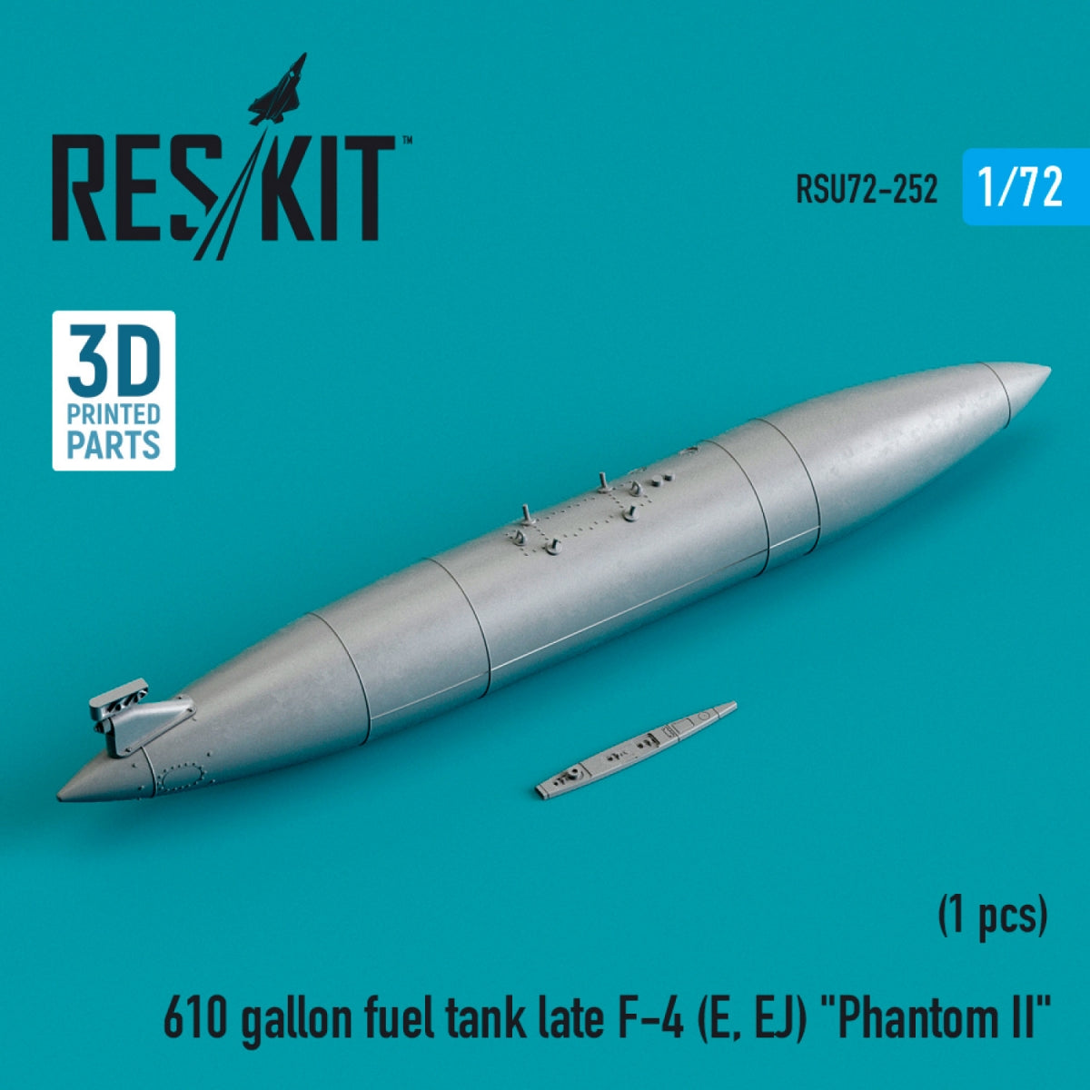 Réservoir de carburant RESKIT RSU72-0252 de 610 gallons pour F-4 tardif (E, EJ) « Phantom II » (imprimé en 3D) à l&amp;#39;échelle 1/72