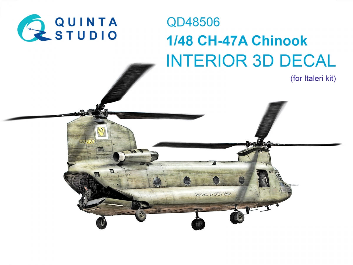 Intérieur coloré imprimé en 3D sur papier décalcomanie Quinta Studio QD48506 CH-47A (Italeri) 1/48