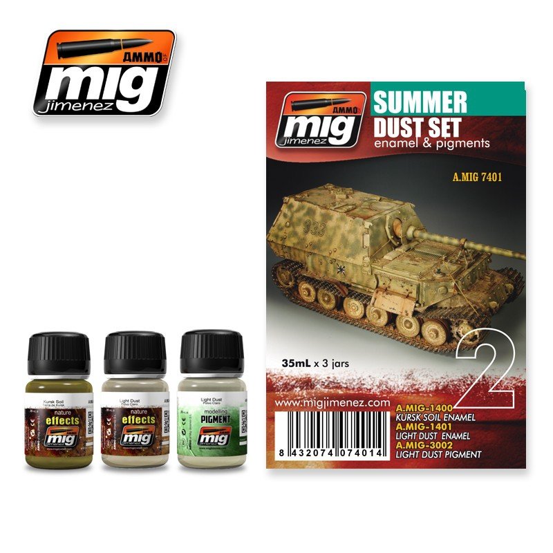 MUNITIONS de Mig Jimenez 7401 ENSEMBLE DE POUSSIÈRE D'ÉTÉ