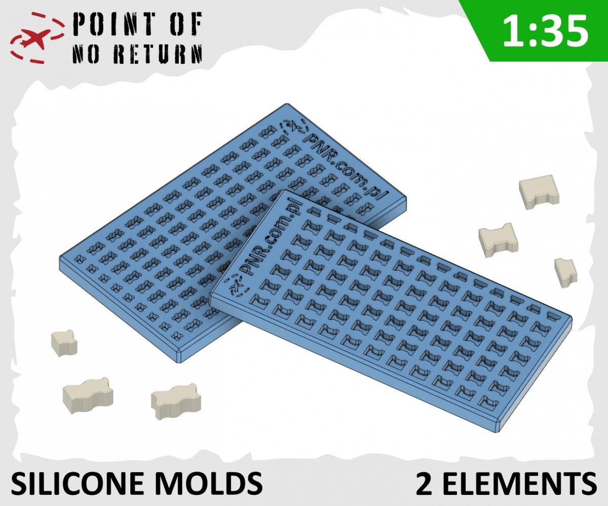 Moules en silicone Point of no Return 3522028. Cube Unistone et Behaton 1/35