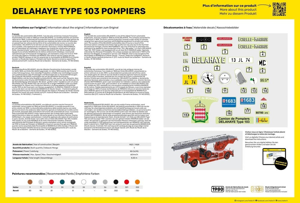 Heller 56780 Delahaye Type 103 Pompiers - Kit de démarrage 1/24 – immagine 3