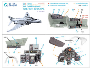 Quinta Studio QDS+48485 F-4B Phantom II Intérieur imprimé en 3D et coloré sur papier décalcomanie (Academy) (Petite version) (avec pièces en résine imprimées en 3D) 1/48 – image 3