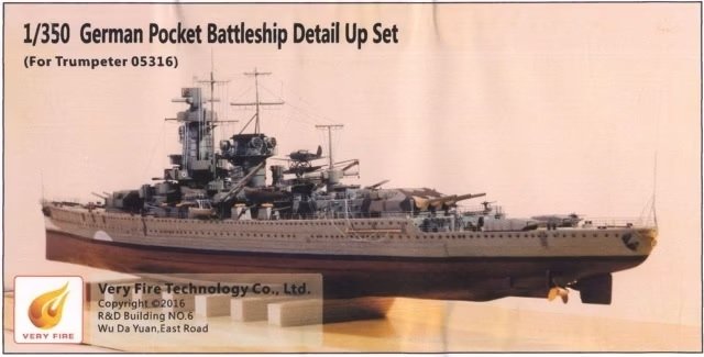 Ensemble de détails Very Fire VF350001 pour cuirassé de poche allemand, compatible avec le modèle Trumpeter 05316 (Admiral Graf Spee), échelle 1/350