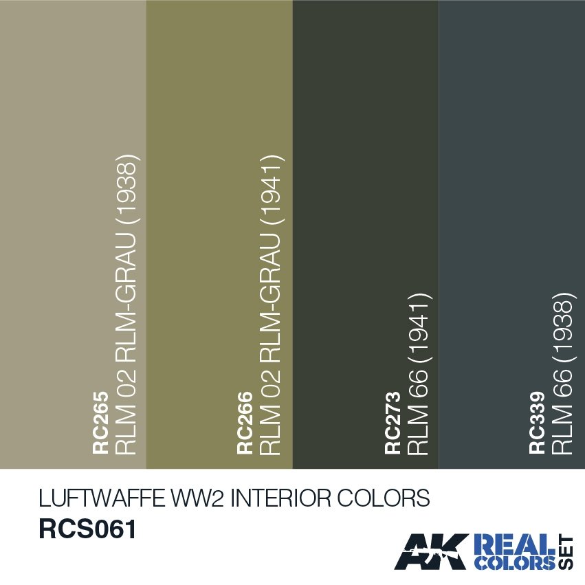 AK Interactive RCS061 LUFTWAFFE WW2 COULEURS INTÉRIEURES ENSEMBLE 4x10ml – immagine 2