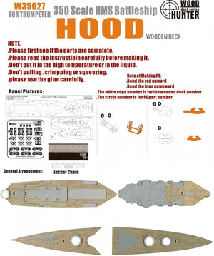 Wood Hunter W35027 Pont en bois du HMS Hood pour Trumpeter (1/350)