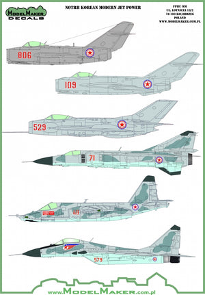 Décalcomanies ModelMaker D48148 Corée du Nord, Puissance de réaction moderne, échelle 1/48