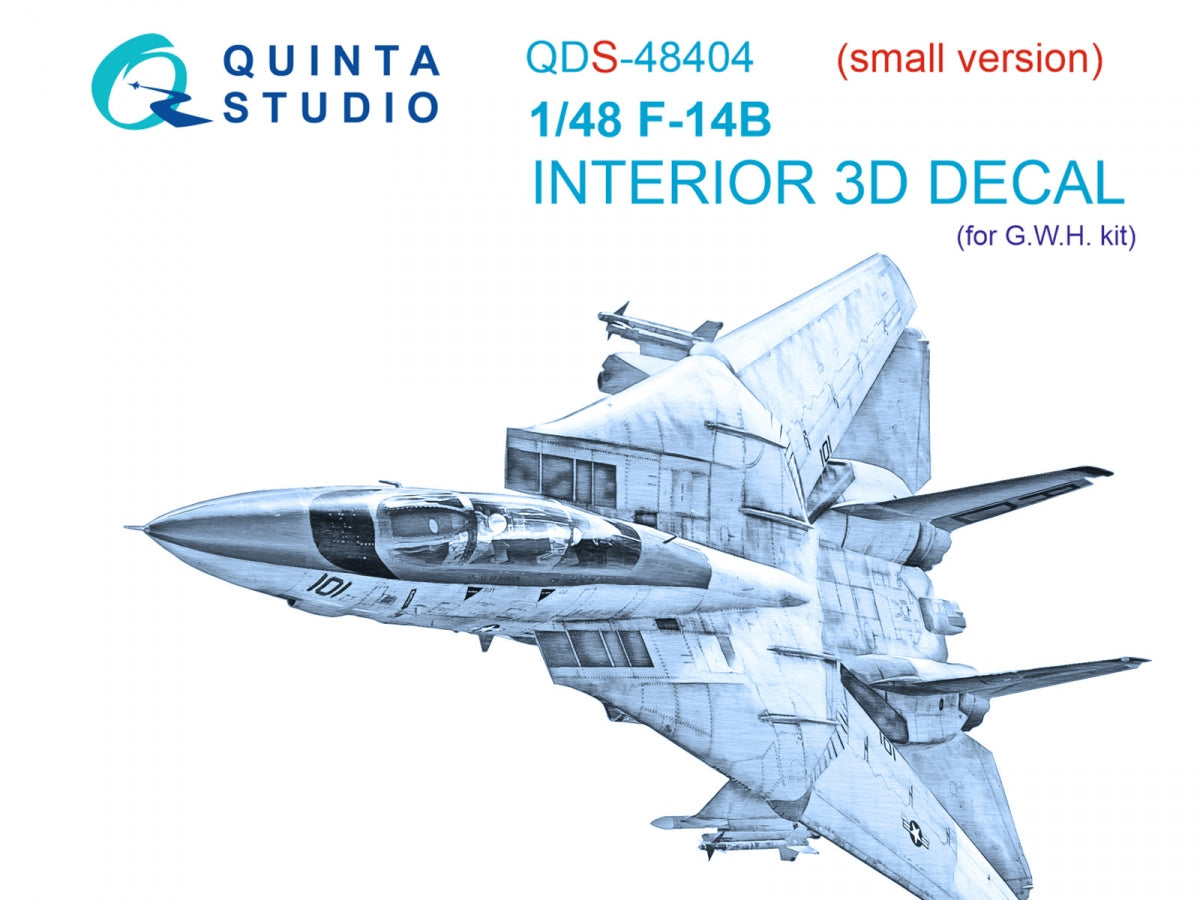 Quinta Studio QDS-48404 F-14B 3D-Printed &amp; colored Interior on decal paper (GWH) (small version) 1/48