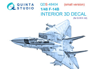 Quinta Studio QDS-48404 F-14B 3D-Printed &amp;amp; coloured Interior on decal paper (GWH) (small version) 1/48