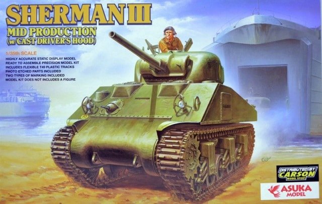 Asuka 35-018 Sherman III milieu de production (avec capot de pilote moulé) 1/35