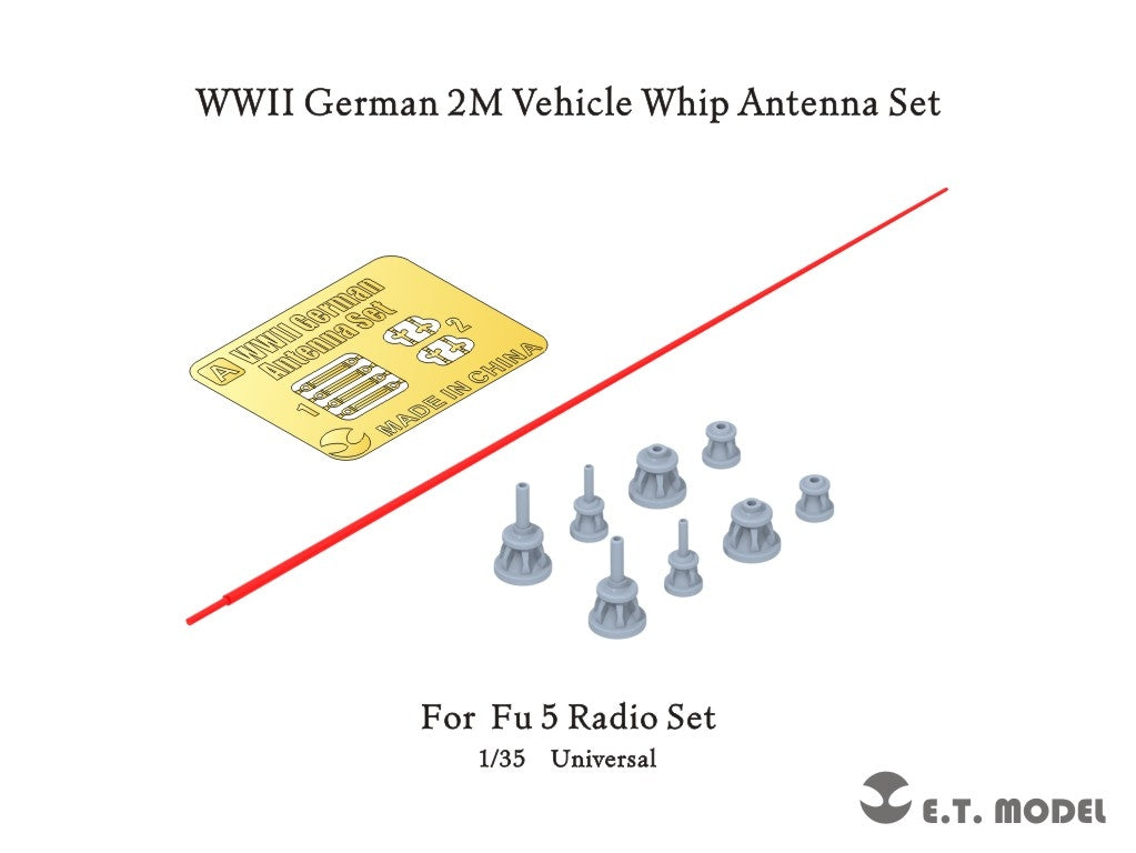 Ensemble d'antennes fouet de 2 m pour véhicule allemand de la Seconde Guerre mondiale ET Model P35-243, échelle 1/35