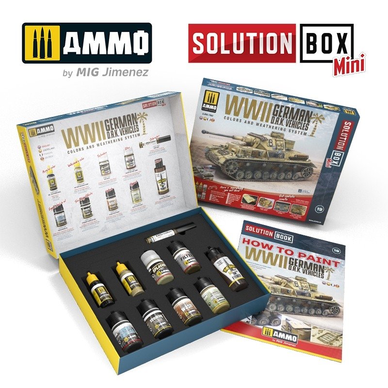Munitions de Mig Jimenez 7902 SOLUTION BOX MINI – Véhicules DAK allemands de la Seconde Guerre mondiale – image 3