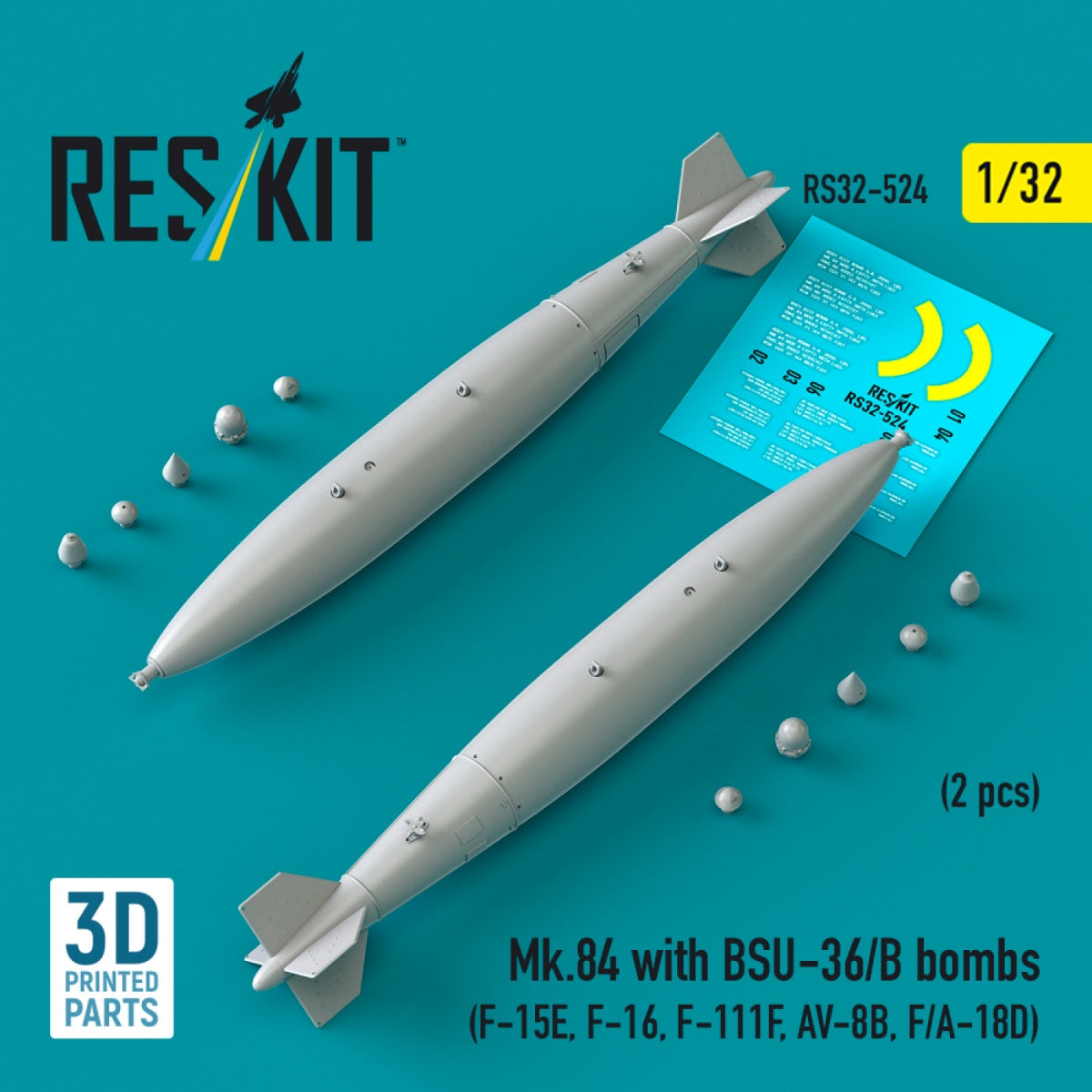 RESKIT RS32-0524 Mk.84 avec bombes BSU-36/B (2 pièces) (Impression 3D) 1/32