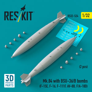 RESKIT RS32-0524 Mk.84 avec bombes BSU-36/B (2 pièces) (Impression 3D) 1/32