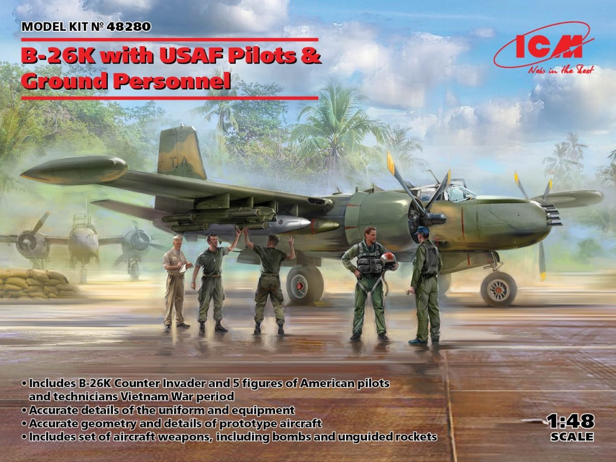 ICM 48280 B-26K avec pilotes et personnel au sol de l'USAF 1/48