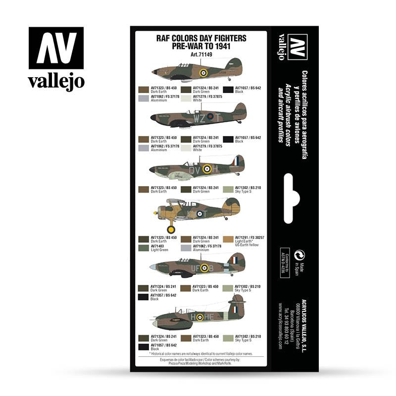 Vallejo 71149 Chasseurs de jour de la RAF d&amp;#39;avant-guerre à 1941, 8 x 17 ml – immagine 2