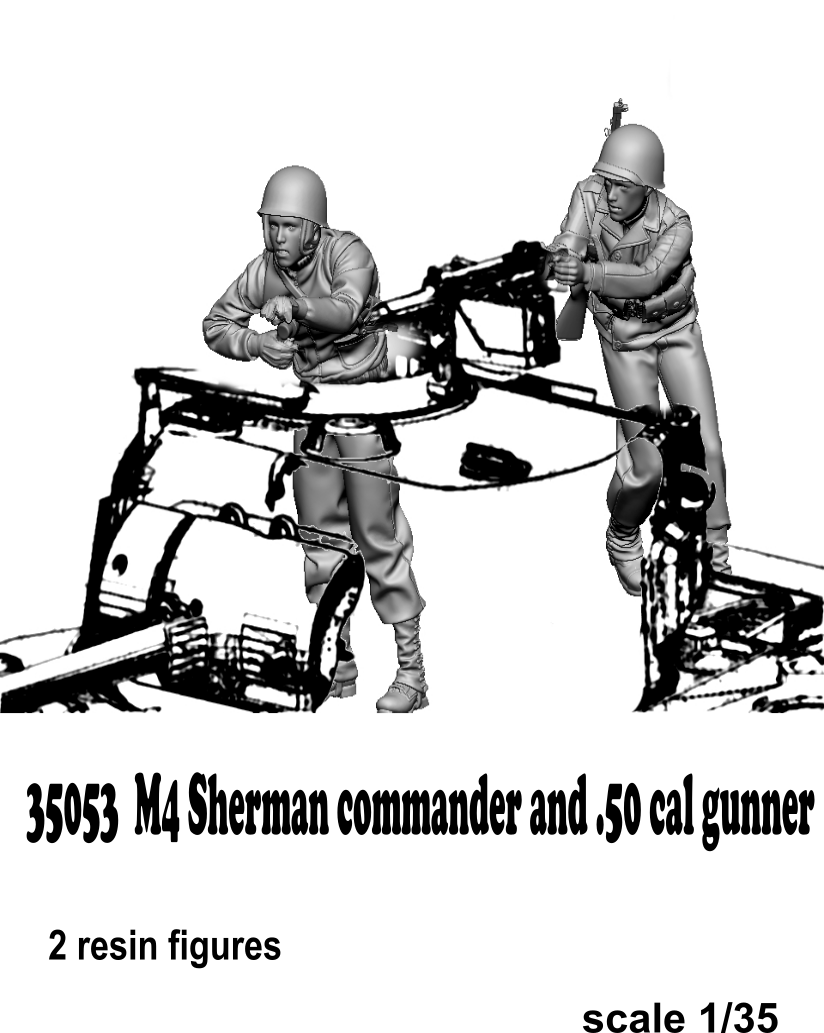 Glowel Miniatures 35053 Commandant de M4 Sherman et mitrailleuse de calibre .50 1/35