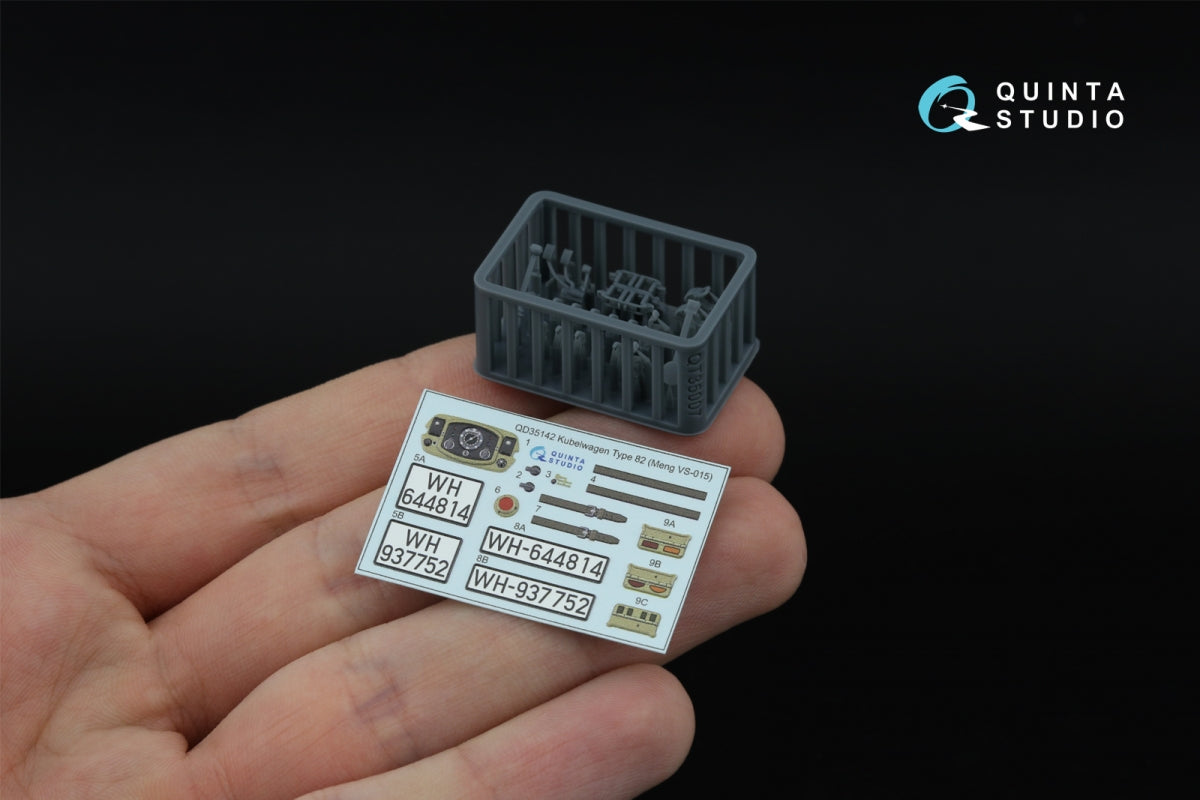 Quinta Studio QD+35142 Kubelwagen Type 82 3D-Printed &amp; coloured Interior on decal paper (Meng VS-015) (with 3D-printed resin parts) 1/35