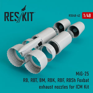 RESKIT RSU48-0042 Buses d&amp;#39;échappement Foxbat pour maquette ICM au 1/48 des MiG-25 RB, RBT, BM, RBK, RBF et RBSh