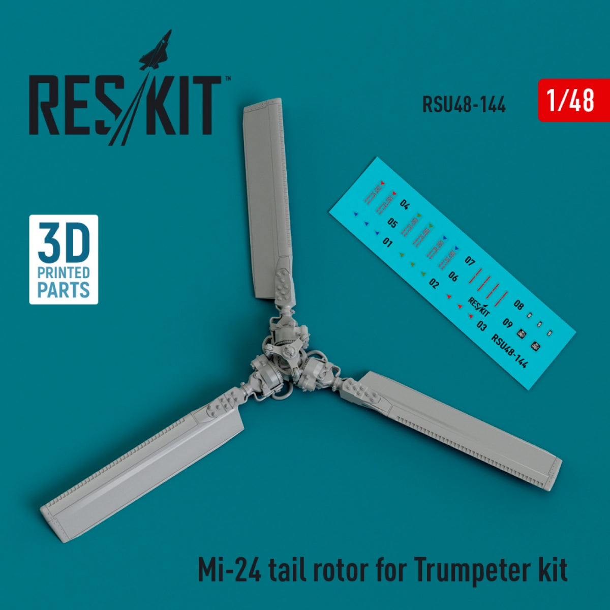 RESKIT RSU48-0144 Rotor de queue Mi-24 pour maquette Trumpeter (Impression 3D) 1/48