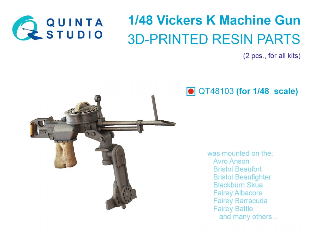 Mitrailleuse Vickers K Quinta Studio QT48103, 2 pièces (tous kits) 1/48