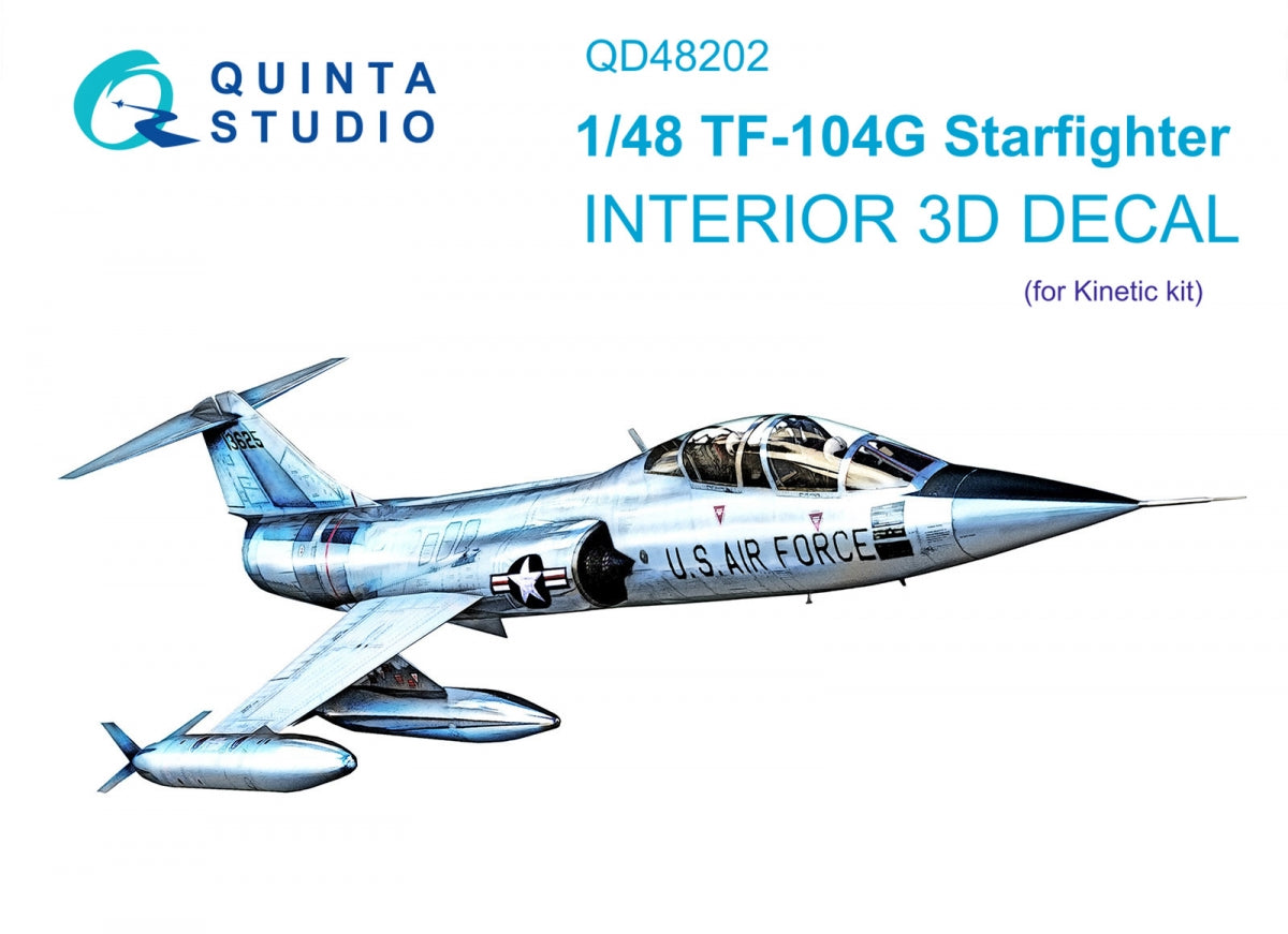 Intérieur coloré imprimé en 3D sur papier décalcomanie (Kinetic) Quinta Studio QD48202 TF-104G 1/48 