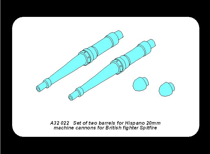 Aber A32022 Ensemble de deux canons pour mitrailleuses Hispano de 20 mm destinées au chasseur britannique Spitfire (1/32) – Bild 4