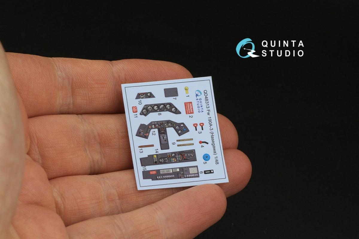 Quinta Studio QD48313 Fw 190A-3 3D-Printed &amp;amp; coloured Interior on decal paper (Hasegawa) 1/48 – zdjęcie 3