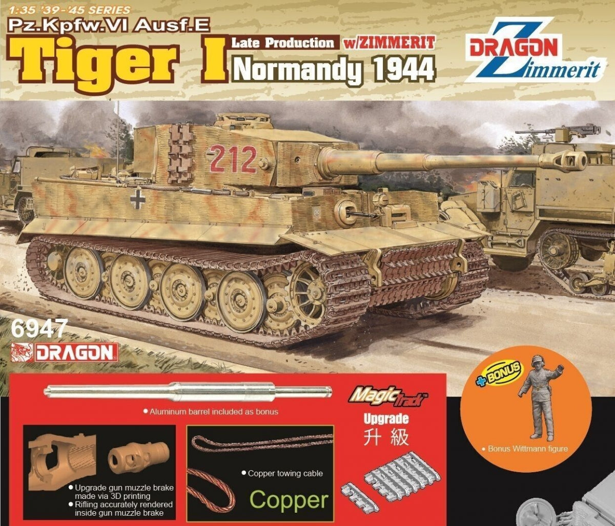 Dragon 6947 Pz.Kpfw.VI Ausf.E Tiger I Late Production avec Zimmerit (Normandie 1944) + Tiger Ace 1/35