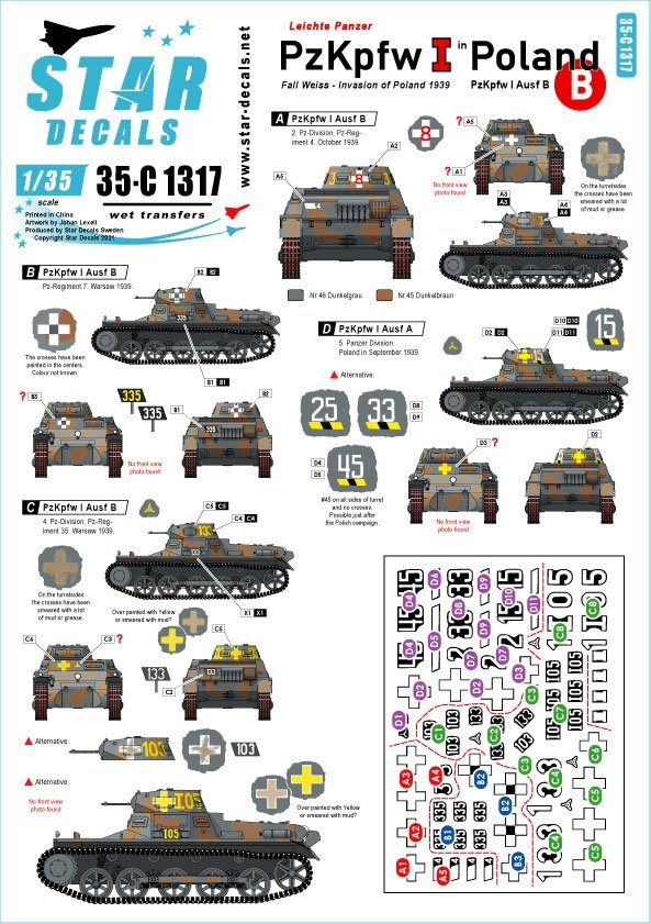 Star Decals 35-C1317 PzKpfw I en Pologne 1/35
