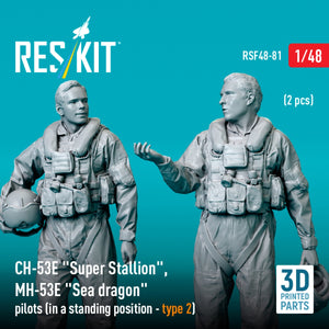 RESKIT RSF48-0081 Pilotes CH-53E « Super Stallion », MH-53E « Sea Dragon » (position debout - type 2) (2 pièces) (Impression 3D) 1/48 – image 2
