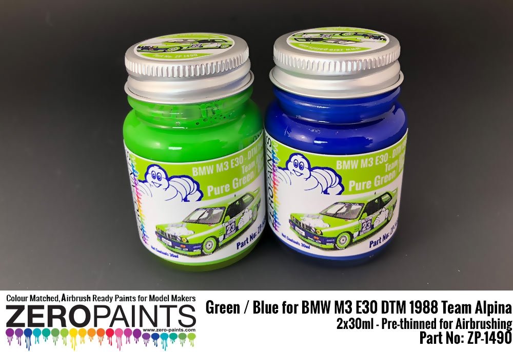 Zero Paints ZP-1490 BMW M3 E30 - DTM 1988 Team Alpina - Kit de peinture vert/bleu 2 x 30 ml  – Bild 2