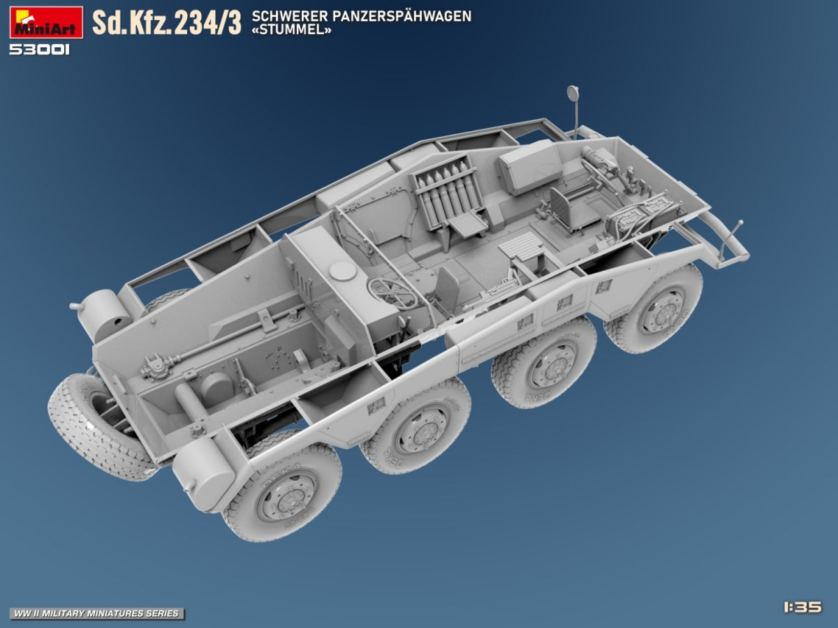 MiniArt 53001 Sd.Kfz.234/3 SCHWERER PANZERSPAHWAGEN STUMMEL 1/35 – zdjęcie 9