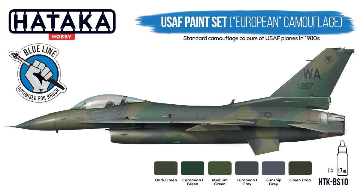 Kit de peinture Hataka HTK-BS10 USAF (« camouflage européen ») (6 x 17 ml)