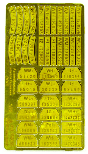Plaques d&amp;#39;immatriculation allemandes de la Seconde Guerre mondiale Microdesign MD 035335, échelle 1/35