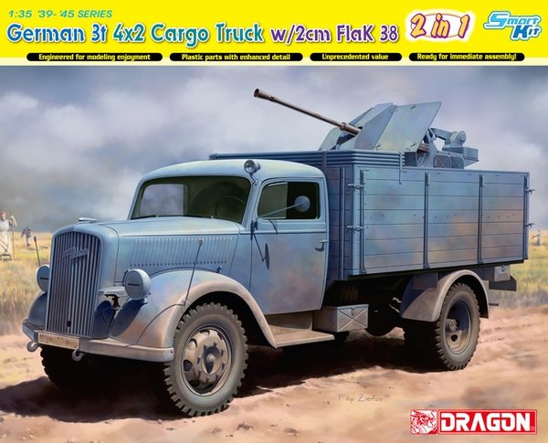 Dragon 6828 Camion allemand 3t 4x2 avec canon FlaK 38 de 2 cm (2 en 1) 1/35