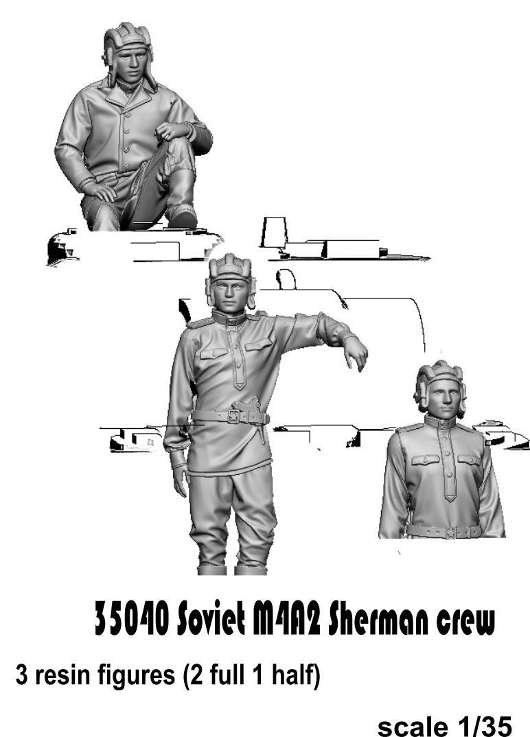 Glowel Miniatures 35040 Équipage de Sherman soviétique M4A2 1/35