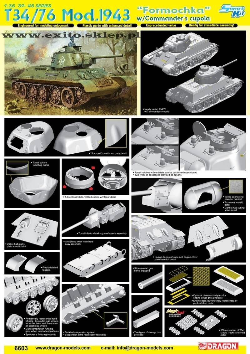 Dragon 6603 T34/76 Mod.1943 Formochka avec coupole du commandant (1/35) – Bild 2