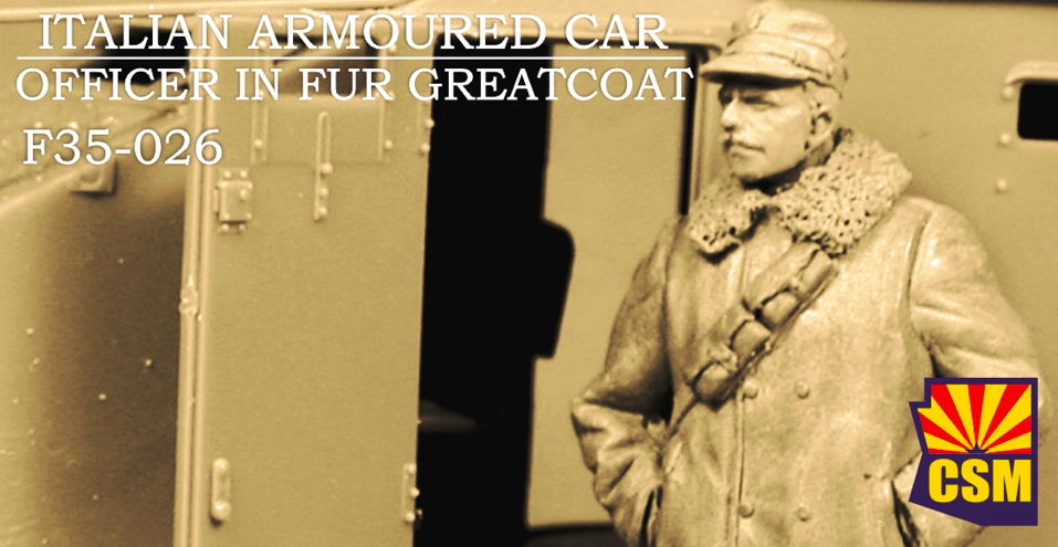 Copper State Models F35-026 Officier de voiture blindée italienne en manteau de fourrure 1/35