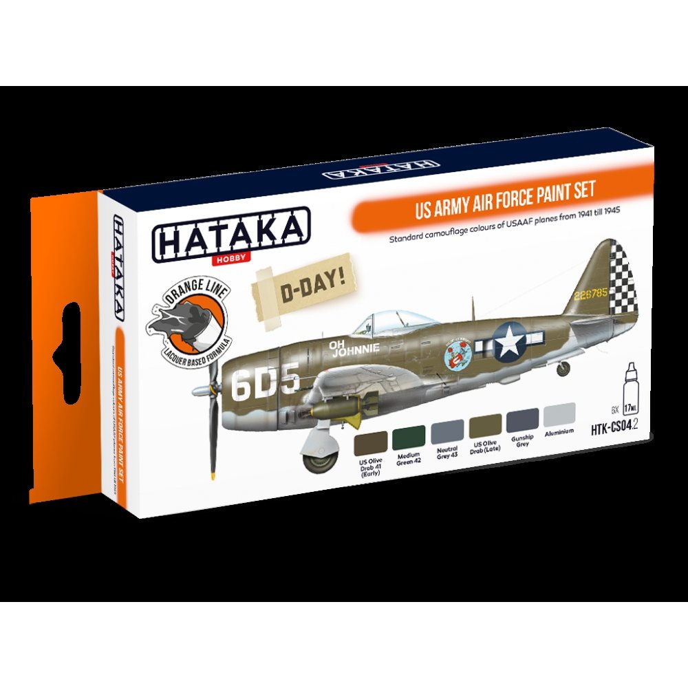 Coffret de peinture Hataka HTK-CS04.2 US Army Air Force (6 x 17 ml)