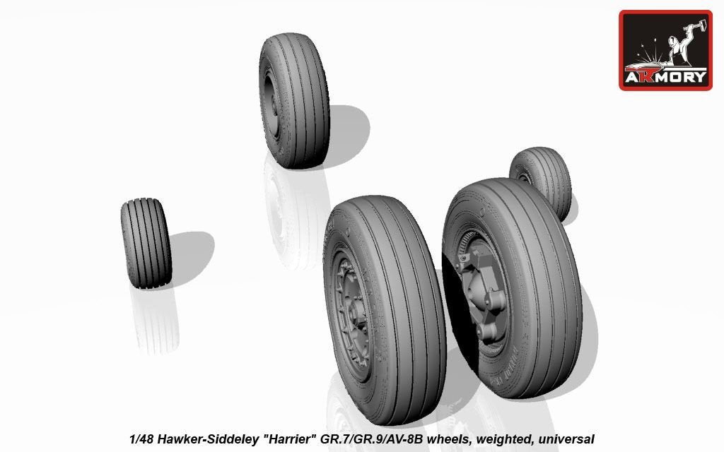 Armory Models AW48405 Hawker-Siddeley Harrier GR.7/GR.9/AV-8B wheels w/ weighted tyres 1/48 – zdjęcie 3