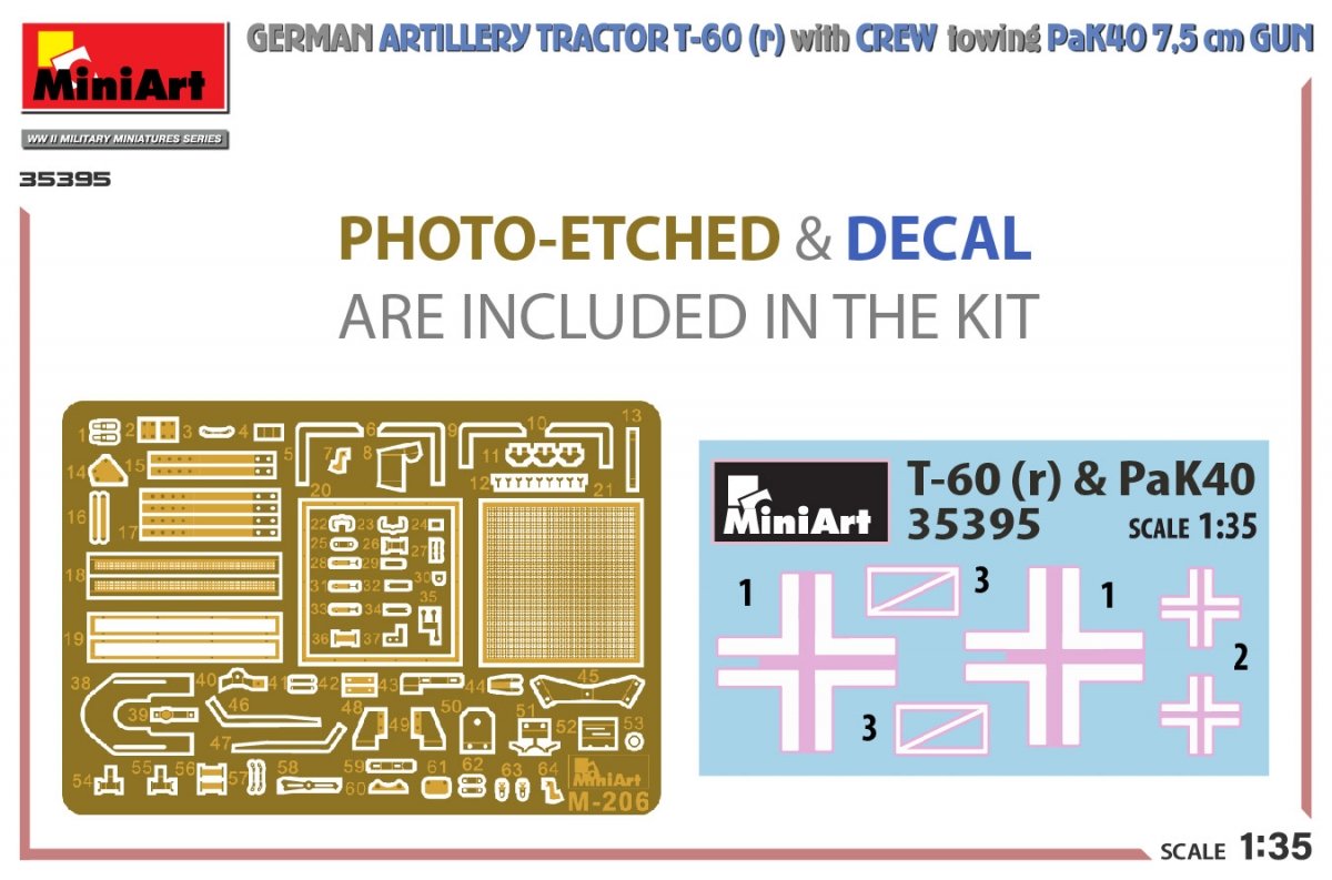 MiniArt 35395 Tracteur d&amp;#39;artillerie allemand T-60(r) et son équipage remorquant un canon PaK40 1/35 – imagen 2