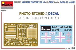 MiniArt 35395 Tracteur d&amp;#39;artillerie allemand T-60(r) et son équipage remorquant un canon PaK40 1/35 – imagen 2