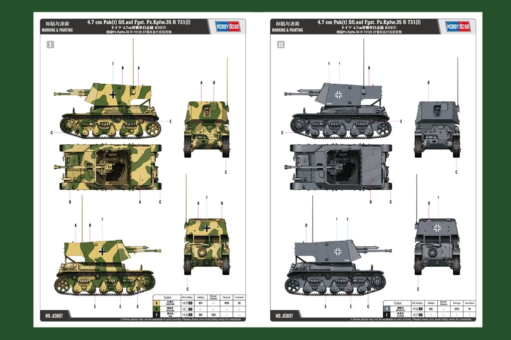 Hobby Boss 83807 4,7 cm Pak(t) Sfl.auf Fgst. Pz.Kpfw.35 R 731(f) (1/35) – imagen 3