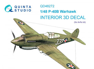 Intérieur imprimé en 3D et coloré sur papier décalcomanie Quinta Studio QD48272 P-40B (Airfix) 1/48