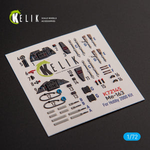 KELIK K72145 Me 163 B/S Komet - décalcomanies 3D intérieures pour maquette Hobby 2000/Academy au 1/72